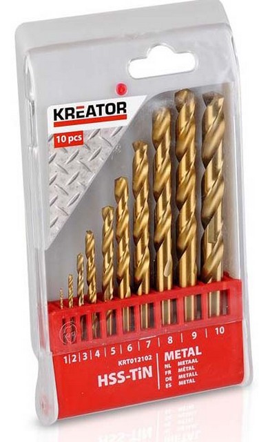 סט מקדחי HSS פח 10 יחידות  1-10 מ"מ  KRT012102