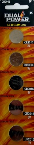 בליסטר 5 סוללות CR2016 ליתיום  DUAL POWER