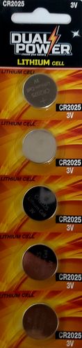 בליסטר 5 סוללות CR2025 ליתיום  DUAL POWER