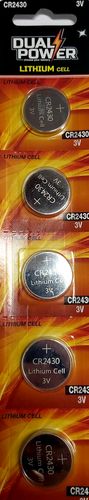 בליסטר 5 סוללות CR2430 ליתיום  DUAL POWER