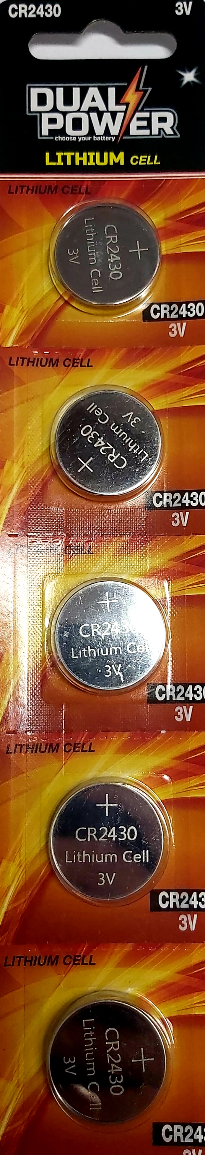 בליסטר 5 סוללות CR2430 ליתיום  DUAL POWER