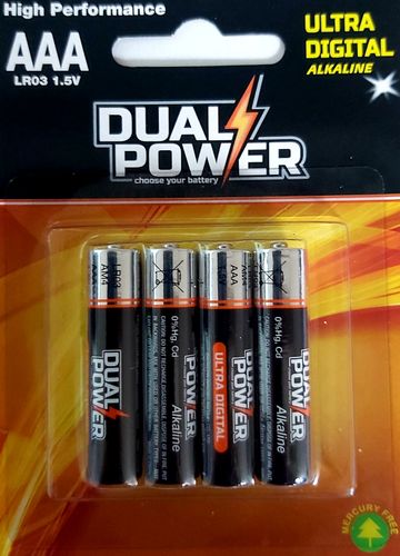 בליסטר 4 סוללות AAA אולטרה אלקליין  DUAL POWER