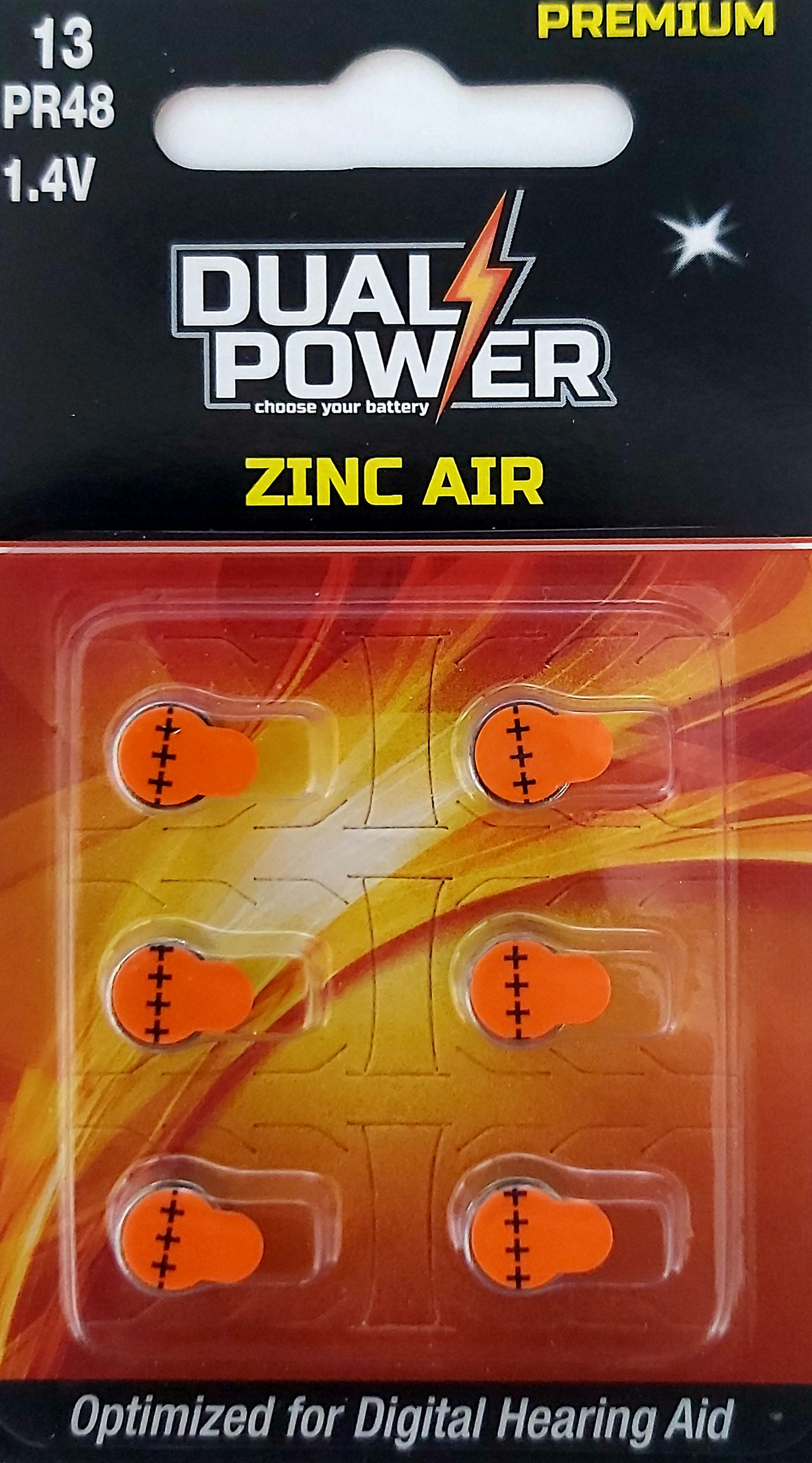 בליסטר 6 סוללות ZA13 | PR48 למכשירי שמיעה  DUAL POWER