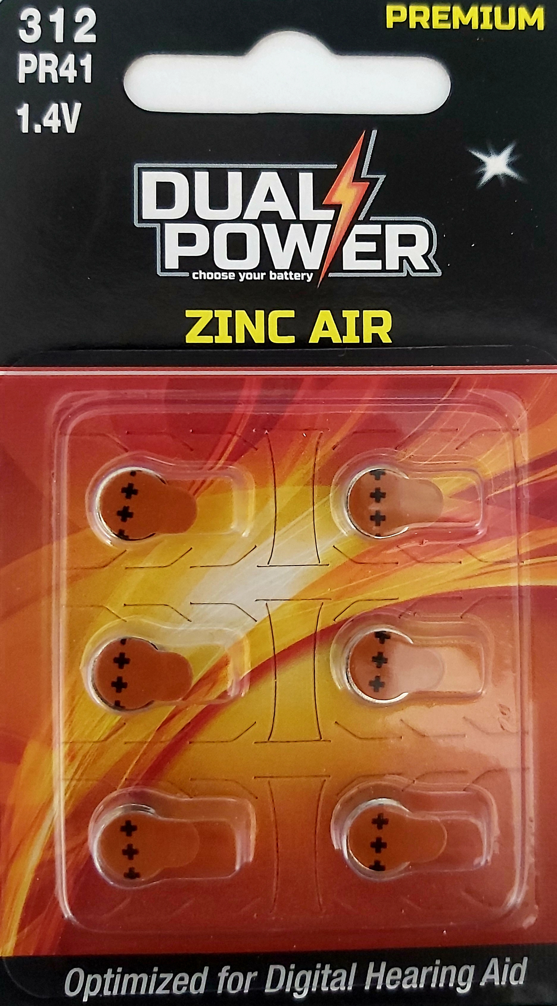 בליסטר 6 סוללות ZA312 | PR41 למכשירי שמיעה  DUAL POWER