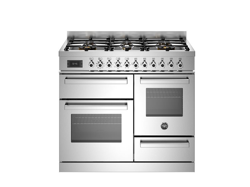 תנור אפייה תלת תאי משולב 100 ס"מ Bertazzoni נירוסטה דגם PRO106L3EXT