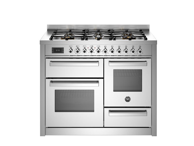 תנור אפייה תלת תאי משולב 110 ס"מ Bertazzoni נירוסטה דגם PRO116L3EXT