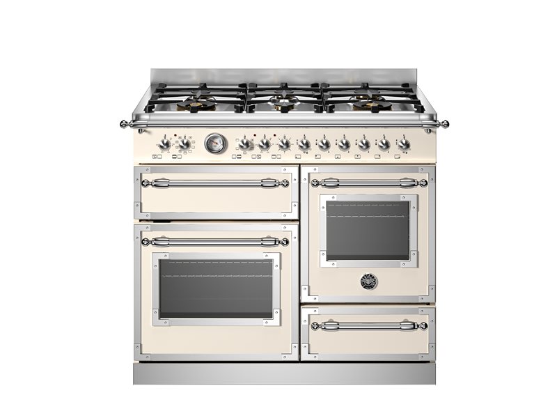תנור אפייה תלת תאי משולב 100 ס"מ Bertazzoni קרם מט דגם HER106L3EAVT