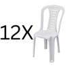 כיסא פלסטיק לבן – סט 12 יחידות נערמות לגינה ולבית
