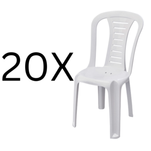 כיסאות פלסטיק – סט 20 לבנים נערמים תוצרת ישראל