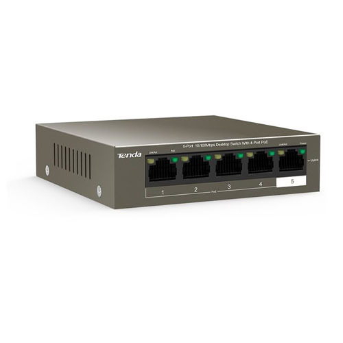 סוויטש 4+1 פורטים במהירות Tenda POE TEF1105P-4-63W 10/100Mbps טנדה