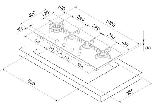 כיריים זכוכית c104B