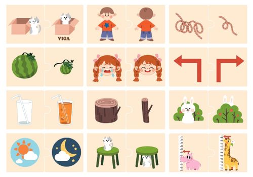 סט פאזל התאמת הפכים מעץ מלא 24 חלקים