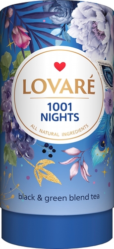 LOVARE תערובת תה שחור ותה ירוק עם חומרי גלם צמחיים בניחוח ענבים 80 גרם (כשר)
