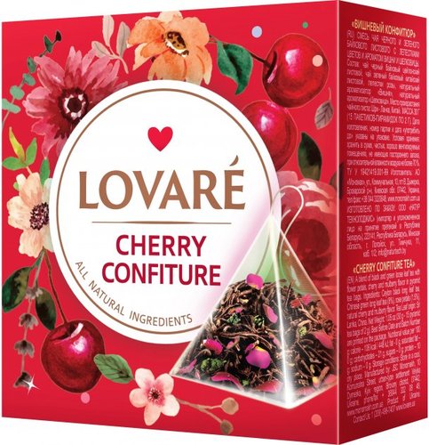 LOVARE - תערובת תה שחור ותה ירוק עם עלי כותרת פרחים וניחוח דובדבן ותות 30 גרם (כשר)