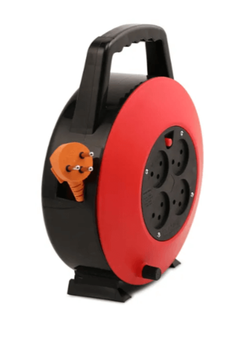 תוף כבל מאריך 10 מטר בגלגלת + 4 שקעים