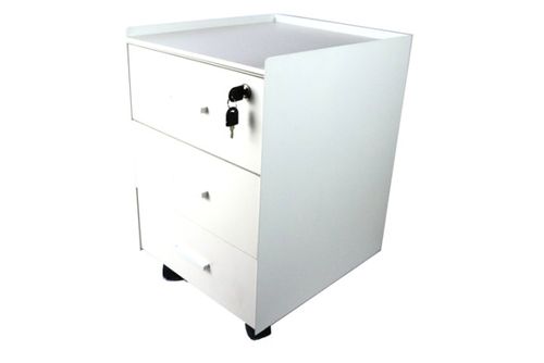 ‫ארגז מגירות 3 תאים מתכת PEDESTAL - לבן‬‏
