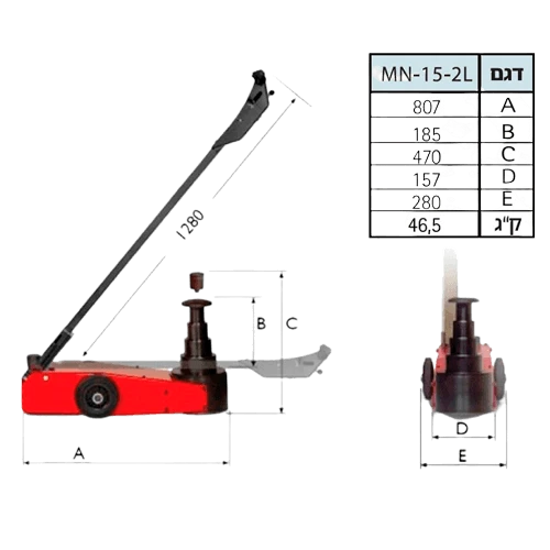ג'ק גלגלים הידרופנאומטי 15/30 טון 