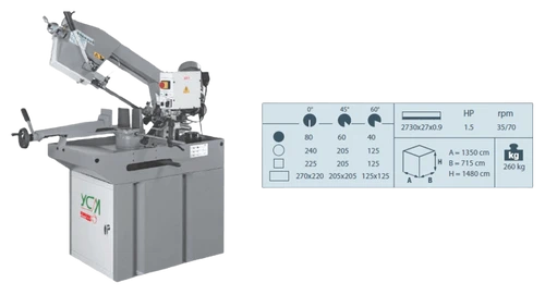 משור סרט לברזל ומתכת YCM285 חצי אוטומטי  KARNAF 