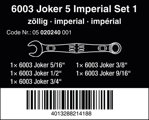 סט מפתחות רינג פתוח מיני  6003 Wera joker 4 SET1 05020228001 