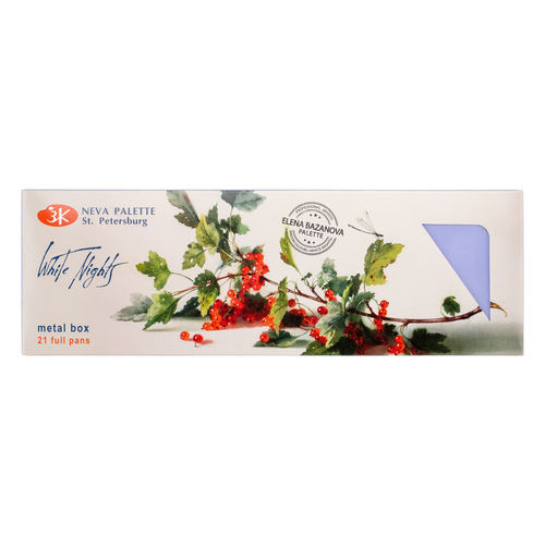 סט 21 צבעי מים מקצועיים WHITE NIGHTS בקופסת מתכת, לפי ילנה בזנובה