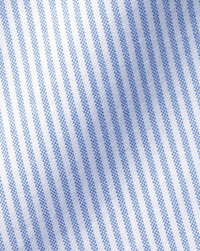 חולצה כחולה עם פסים גזרת סלים -  Ocean blue stripe button-down washed Oxford shirt