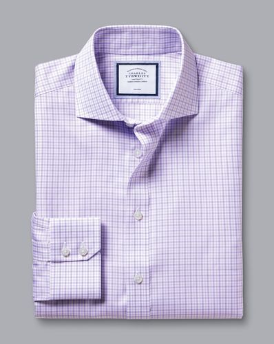 חולצה גזרת אקסטרה סלים - Lilac purple non-iron twill windowpane check