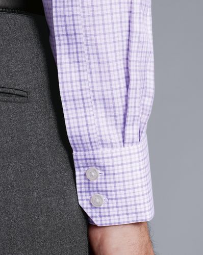 חולצה גזרת אקסטרה סלים - Lilac purple non-iron twill windowpane check