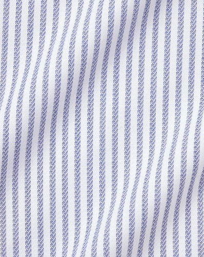חולצה גזרת סלים  -Royal blue non-iron Henley weave stripe