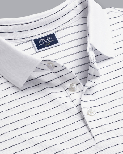 חולצת פולו  - Pique Polo - White & Navy