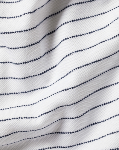 חולצת פולו  - Pique Polo - White & Navy