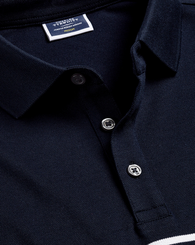 חולצת פולו  -Breton Stripe Tyrwhitt Pique Polo - Navy & White