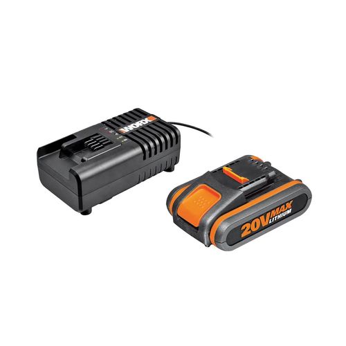 ערכת סוללת ליתיום 20V 2A ומטען מהיר Worx WA3601