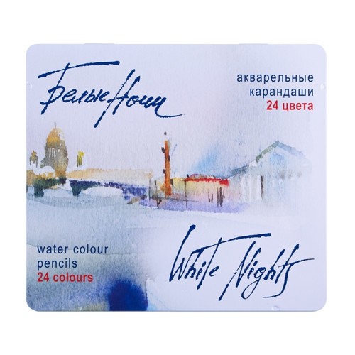 סט 24 עפרונות אקוורל WHITE NIGHTS בקופסת מתכת 