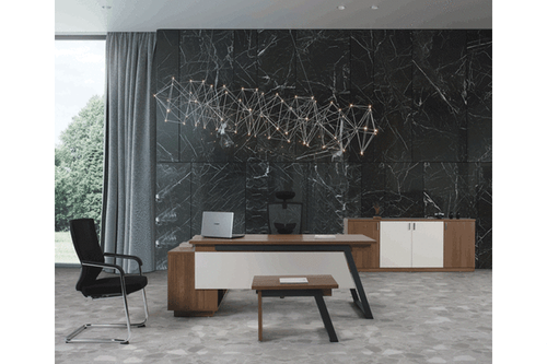 שולחן עבודה Flat כולל הרחבה 160 ס``מ צבע ספיר/UD סינר לבן