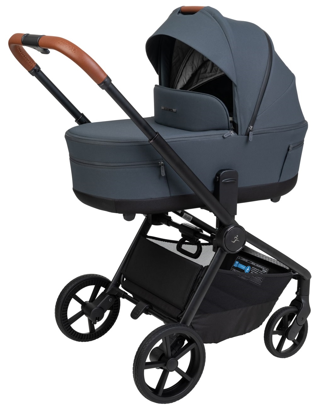 עגלת תינוק סייאלו 2025 CIELO XL שילדה שחורה - ריפוד גרפיט ידית חומה ספורטליין