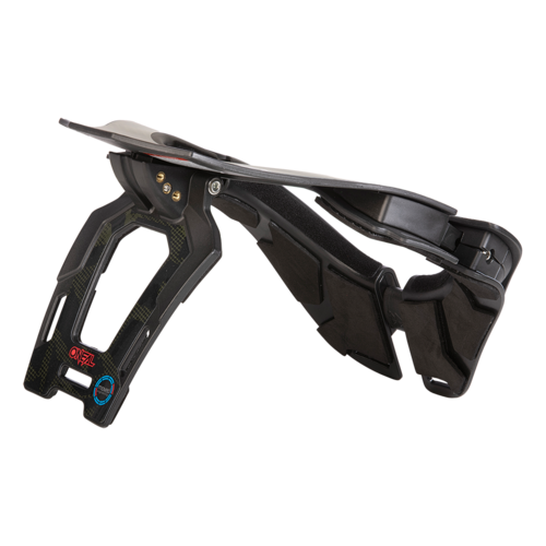 מגן צוואר TRON NECKBRACE COVERT בצבע שחור וירוק של O'Neal עם טכנולוגיית Moveo Concept II, מערכת התאמה דו-אזורית, סנפיר אחורי מתקפל ומוסמכות CE EN 1621 למגן מקצועי ואמין