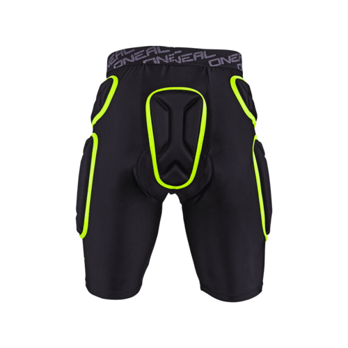 מכנסי רכיבה פנימיים TRAIL SHORT בצבע ירוק ליים ושחור עם קצף EVA בצפיפות גבוהה, עיצוב ארגונומי ותפרים כפולים שטוחים לנוחות מקסימלית ברכיבה