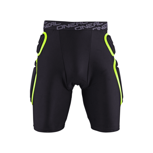 מכנסי רכיבה פנימיים TRAIL SHORT בצבע ירוק ליים ושחור עם קצף EVA בצפיפות גבוהה, עיצוב ארגונומי ותפרים כפולים שטוחים לנוחות מקסימלית ברכיבה