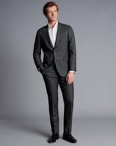 חליפה סלים פיט אפורה -Ultimate Performance  Check Suit - Charcoal