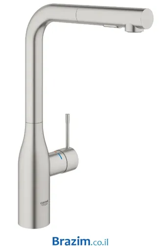 ברז מטבח נשלף גרואה אסנס 30270DC0 מבית Grohe עם פיה מתכווננת ובגימור מוברש.