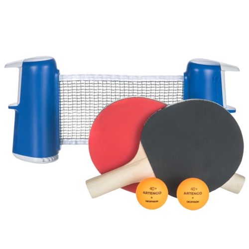 סט רשת פינג פונג מתכווננת וזוג מחבטים וכדורים