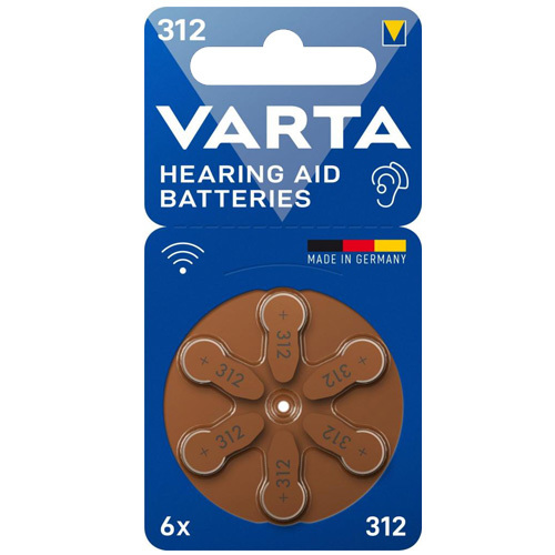 סוללות למכשיר שמיעה Varta 312 - מארז 6 יחידות (Brown)