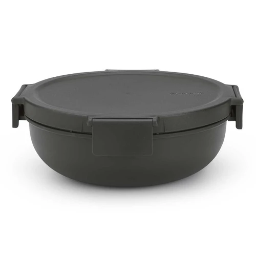 קערה לסלט 1.3 ליטר Make & Take פלסטיק ללא BPA אפור כהה Brabantia אטום לנזילות ואויר - שומר על טריות האוכל בטוח לשימוש במיקרו, במקפיא ובמדיח פלסטיק איכותי - ללא BPA מומלץ, מחיר מבצע. מקט Y-206344 - עולם הפרזול 02