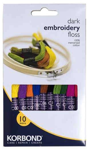 סט 10 חוטי ריקמה KORBOND, מעורב צבעים כהים