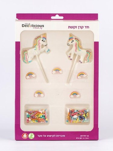קישוטים אכילים על מקל חד קרן Decolicious