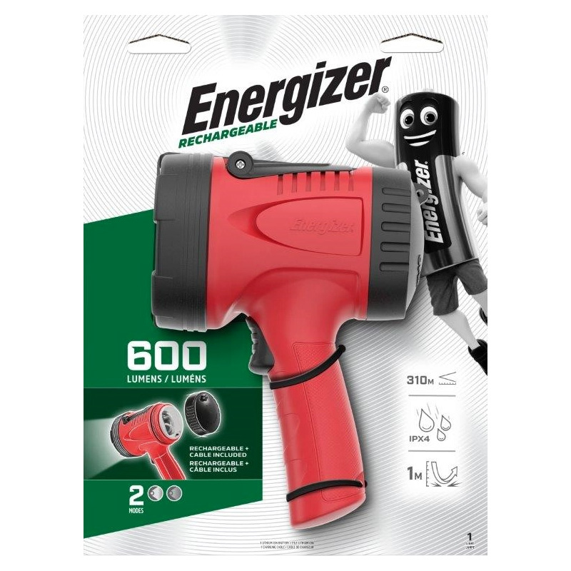 פנס זרקור 2 מצבים עוצמתי נטען 600 לומן Energizer אנרג