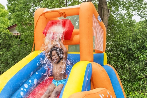 מתקן קפיצה מתנפח עם מים בינוני Bestway מגלשה+קיר טיפוס+שיכשוכית דגם 53301 