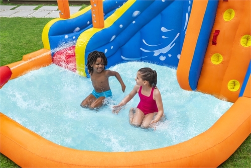 מתקן קפיצה מתנפח עם מים בינוני Bestway מגלשה+קיר טיפוס+שיכשוכית דגם 53301 