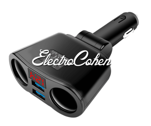 מפצל מטען מצת רכב ל2 יציאות מצת עם 2 כניסות  3.0 USB