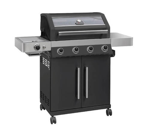 גריל 4 מבערים + כירת צד משולב גז ופחם Grillstream gourmet b4  צבע שחור